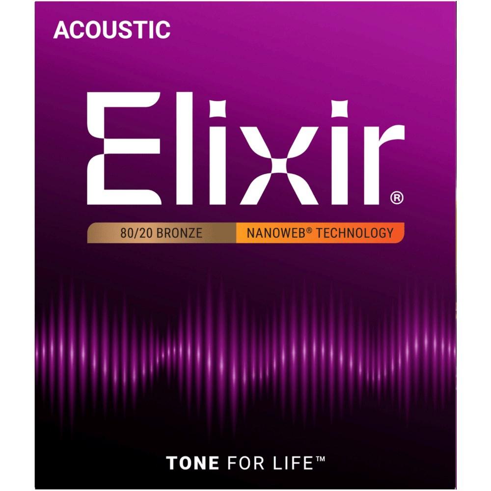 Elixir 11002 Nanoweb akustiske guitarstrenge 10-47 - Extra Light (80/20 bronze) billede