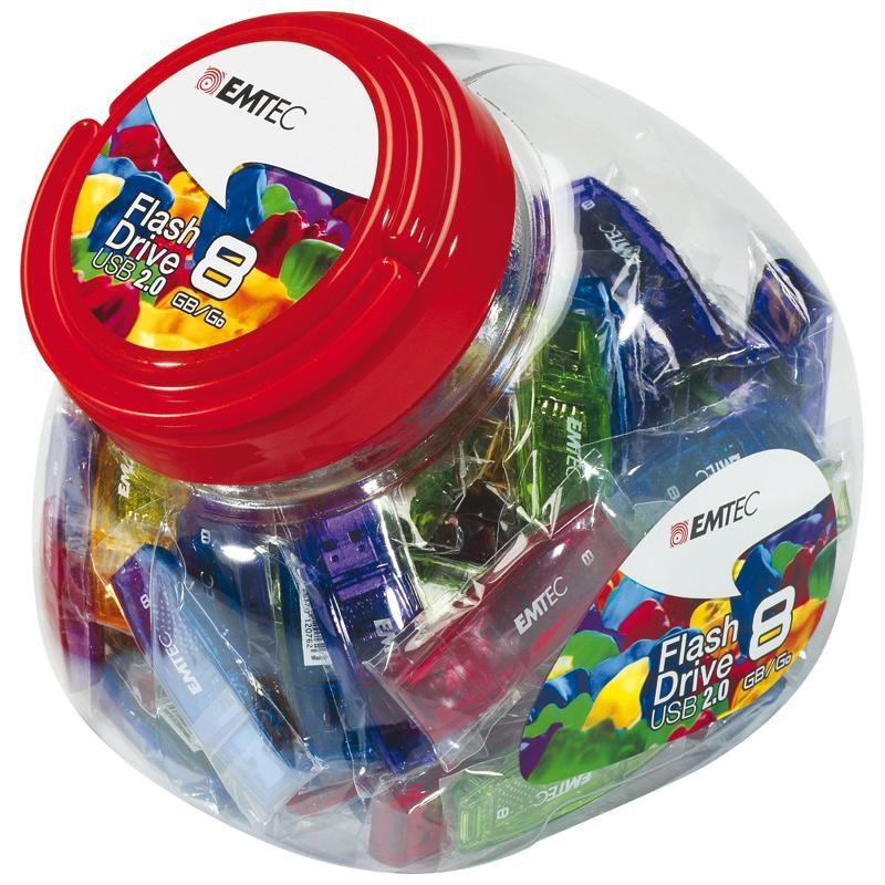 EMTEC C410 Color Mix Candy Jar - USB 2.0 flashdrive 32 GB, USB Type‑A, flerfarvet (80 stk.) billede