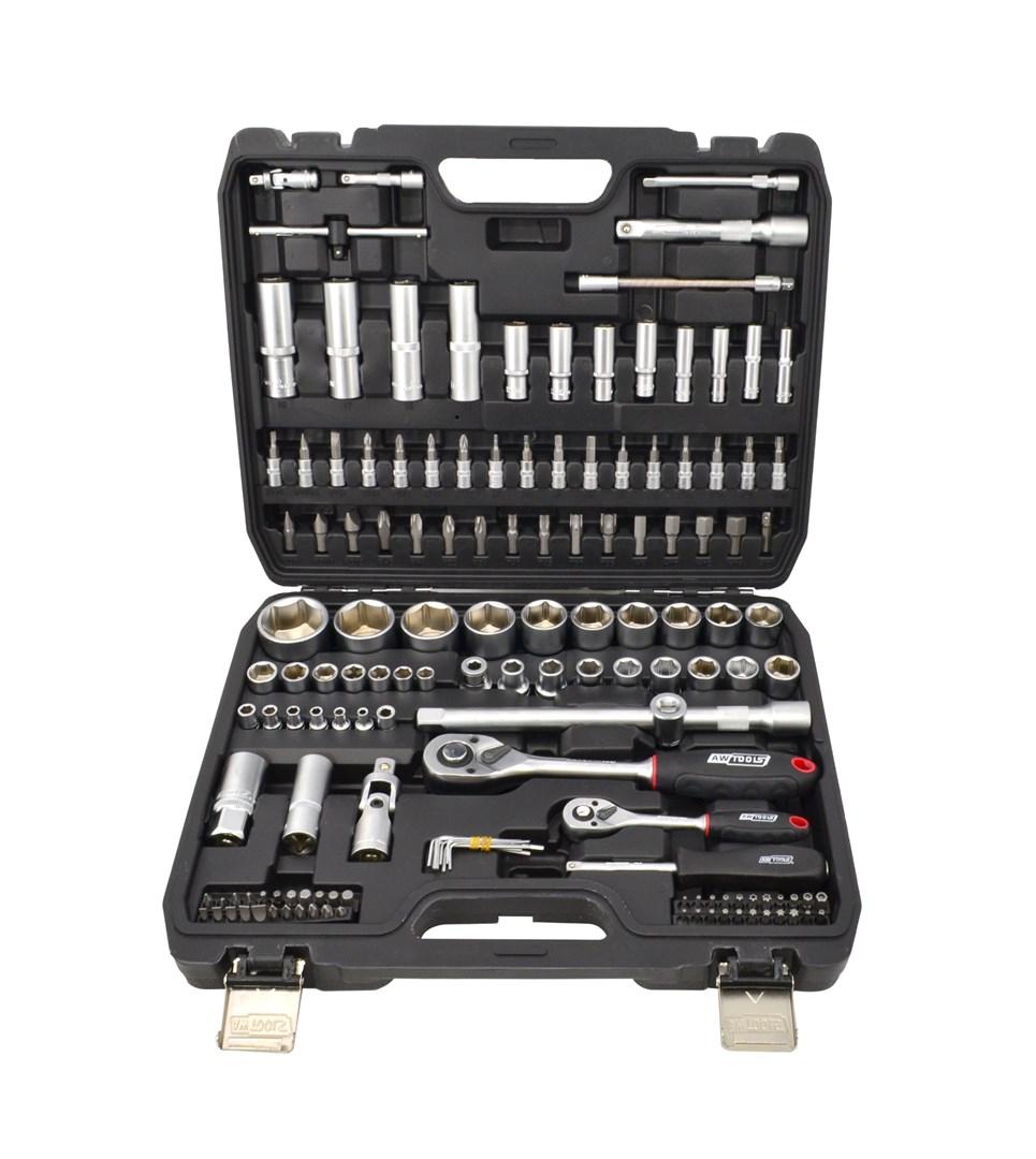 AWTOOLS topnøglesæt 144 dele 1/2" og 1/4" - Black Line