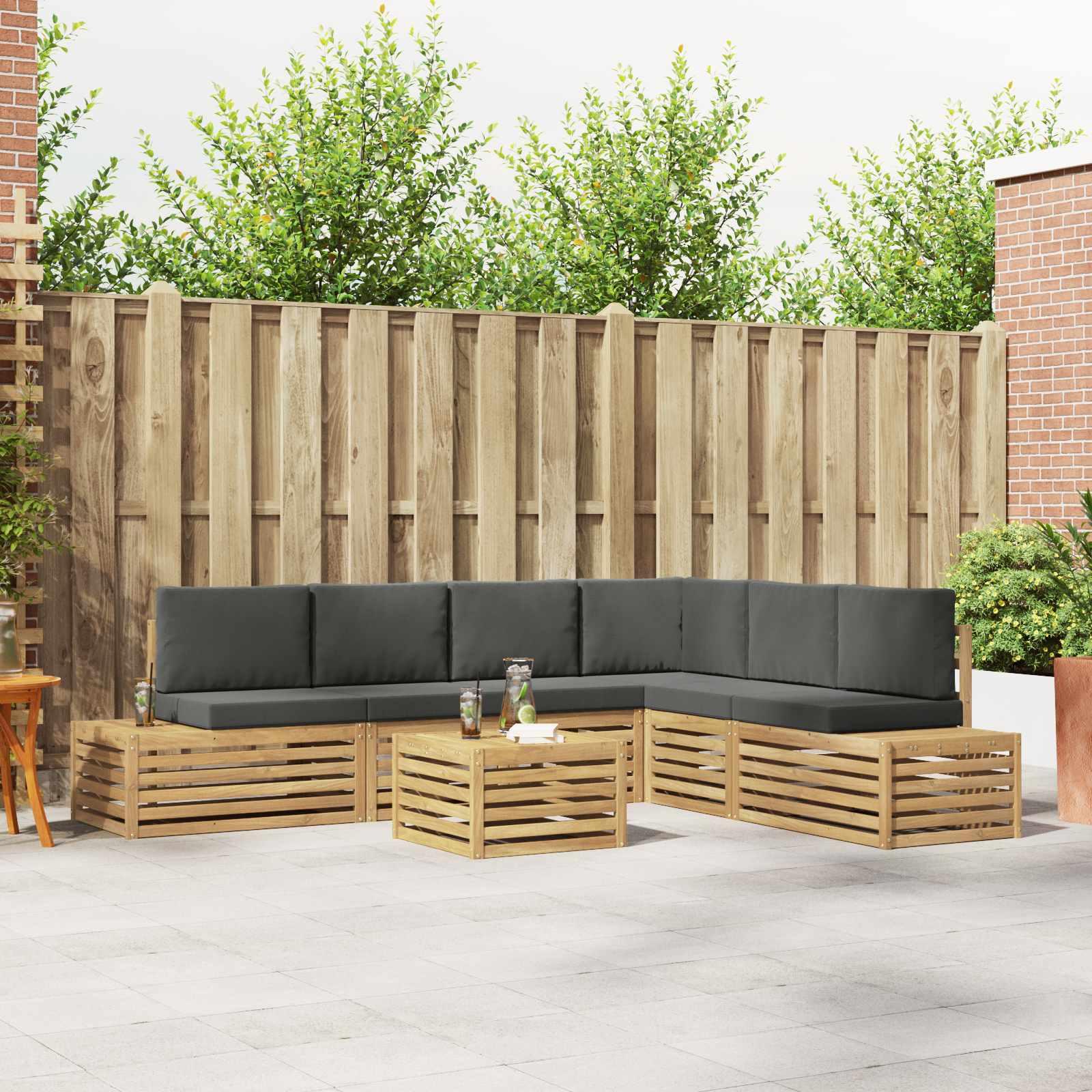 Udendørs loungesæt i akacietræ - sofasæt 6 stk, 59 × 59 × 37 cm