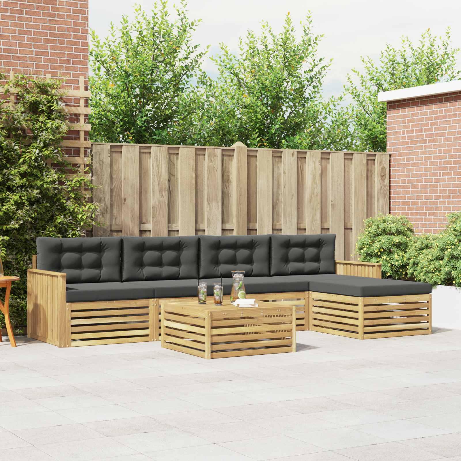 Udendørs sofagruppe - 6 dele i hvid og antracit, modulært loungesæt 79 × 79 × 37 cm