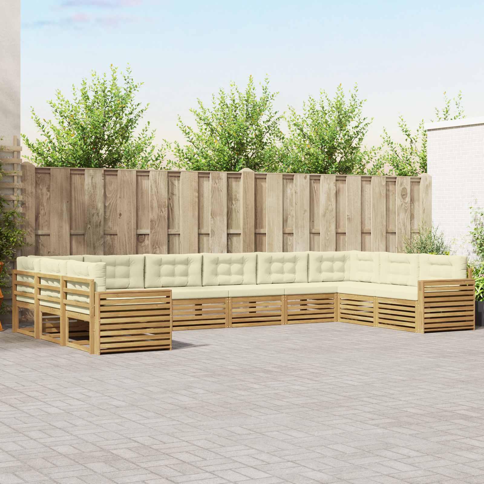 Sofasæt i massivt akacietræ - modulær udendørs loungesofa