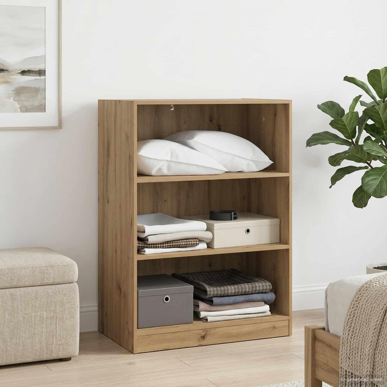 Garderobeskab med hylder - artisan-eg, 77 × 48 × 102 cm