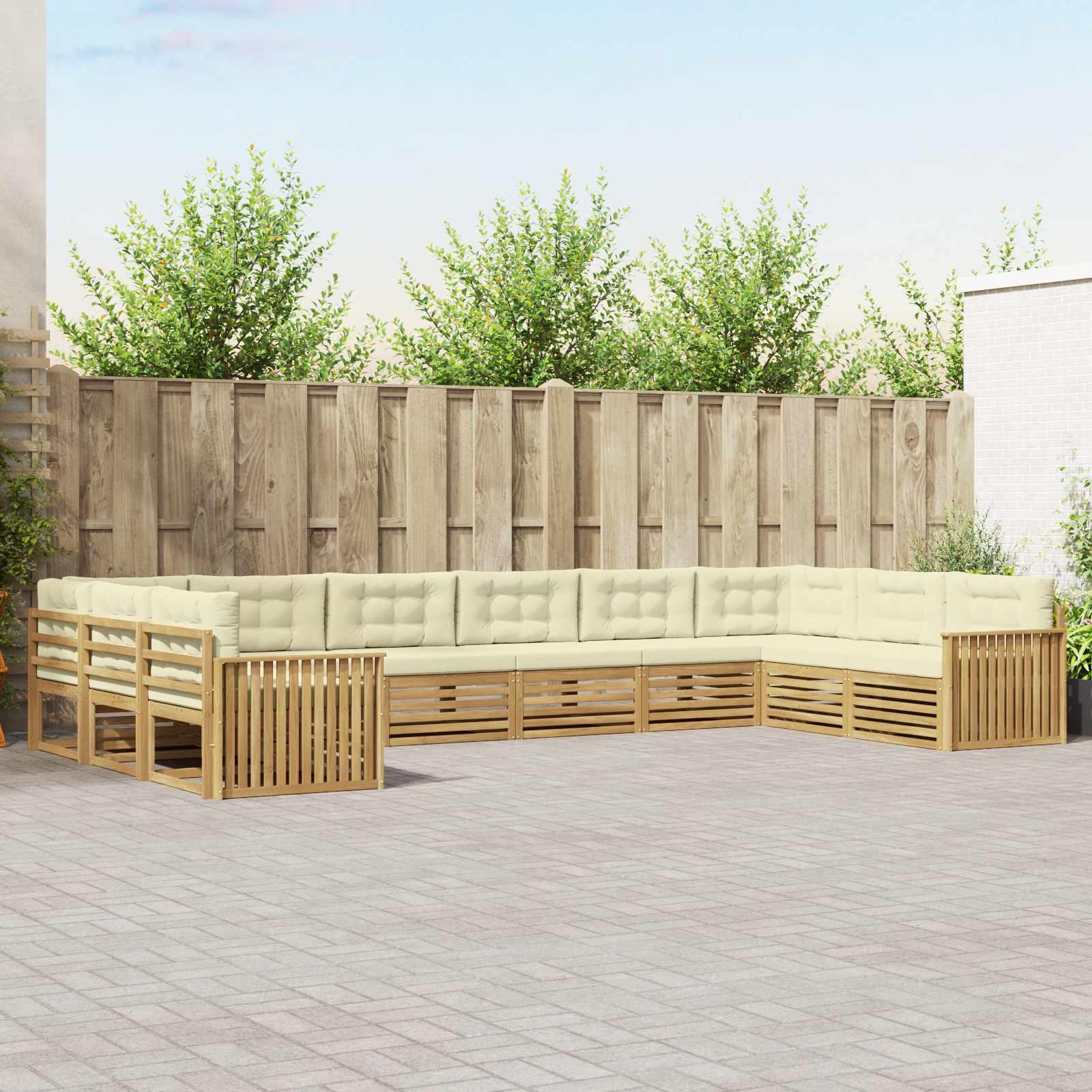 Udendørs sofasæt i massivt akacietræ - modulær loungesofa til terrasse og have
