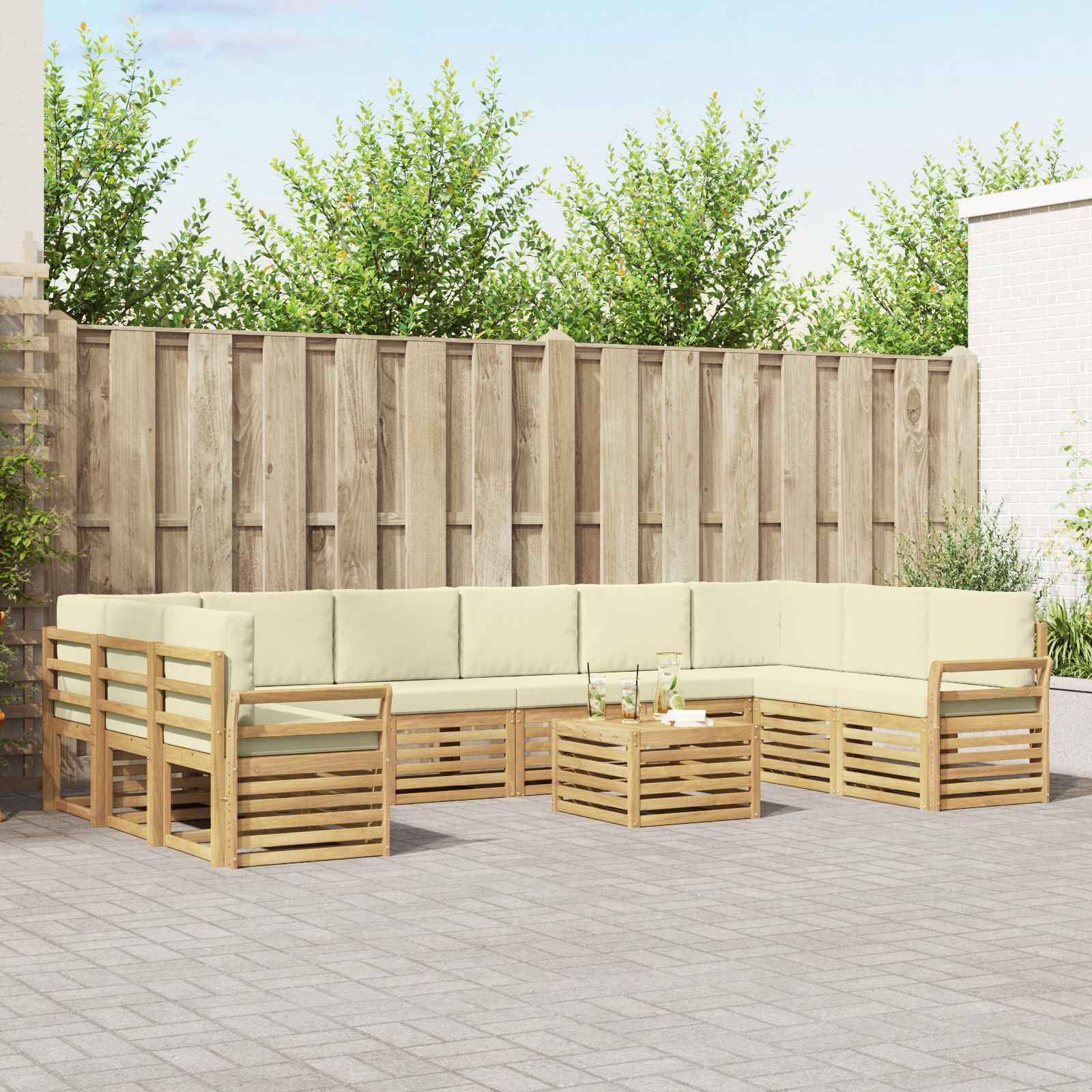 Udendørs sofagruppe - 11 dele, hvid/creme, modulært loungesæt 59 × 59 × 37 cm