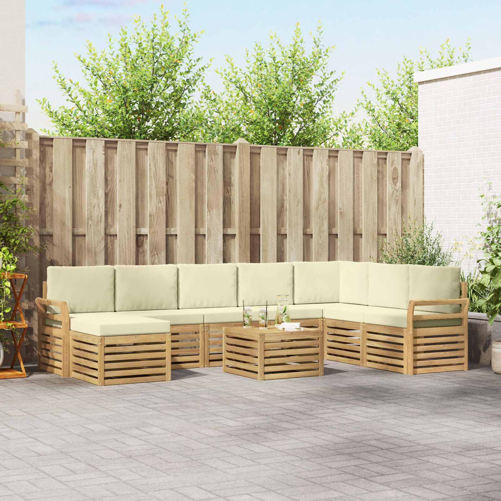 Udendørs sofasæt i massivt akacietræ - modulært loungesæt til have og terrasse