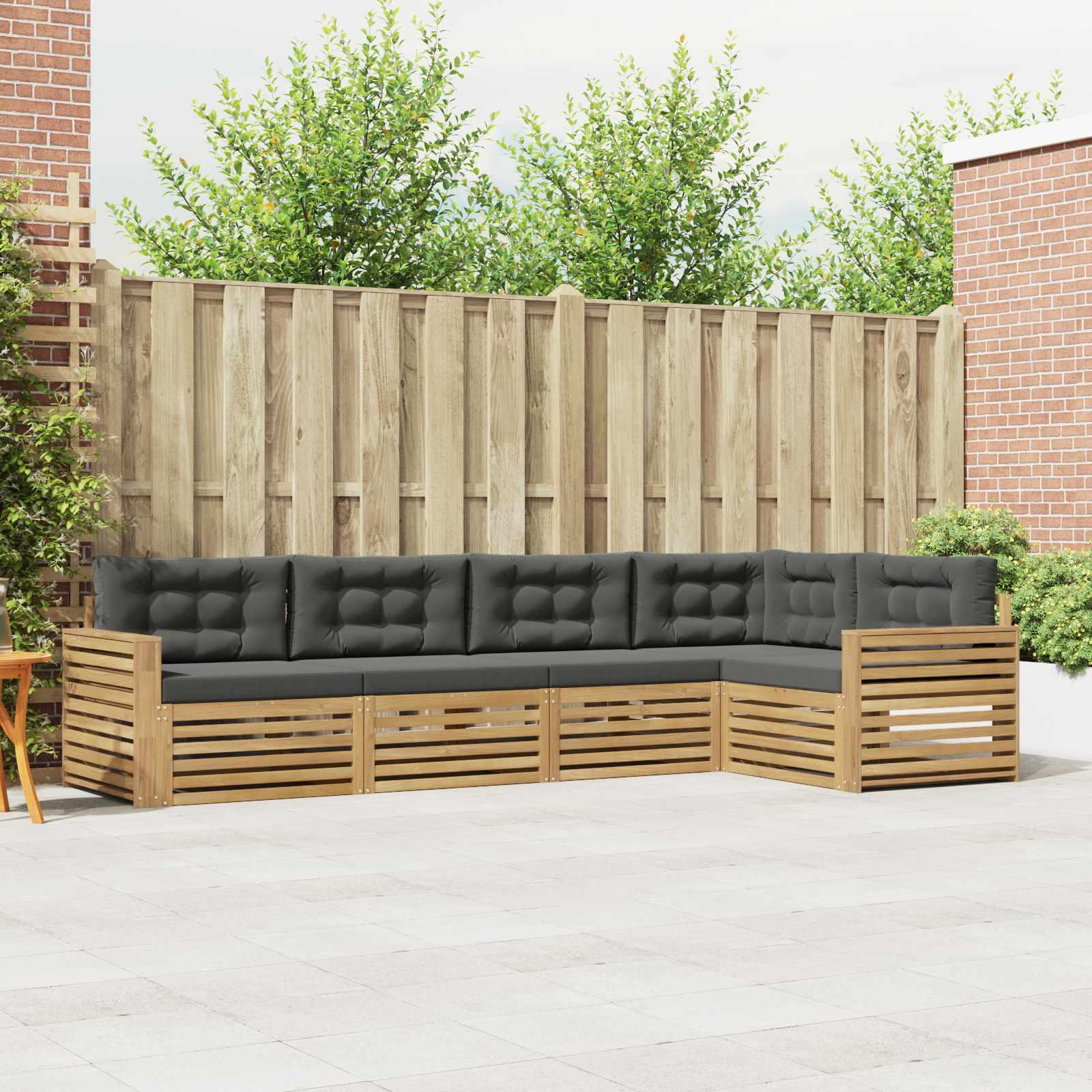 Udendørs sofagruppe - 5-pers. modulsofa i hvid og antracit, 331 × 172,5 × 73 cm