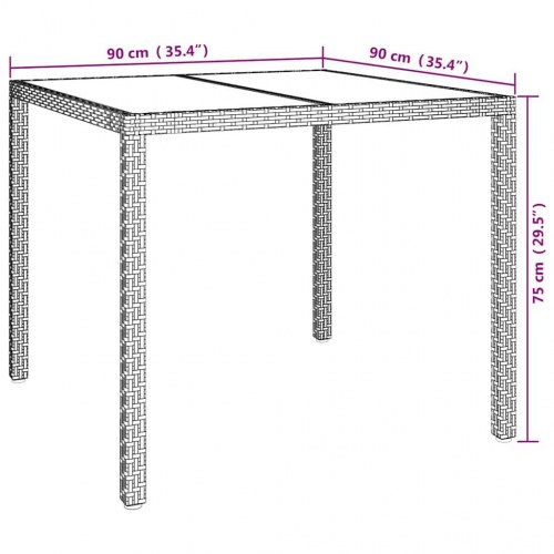 Havebord i hvid polyrattan - 90 x 90 x 75 cm