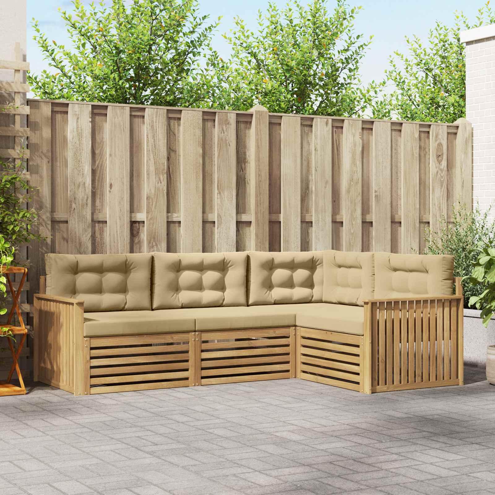 Udendørs sofagruppe i akacietræ - hvid/beige, modulær, 247,5 × 168,5 × 73 cm