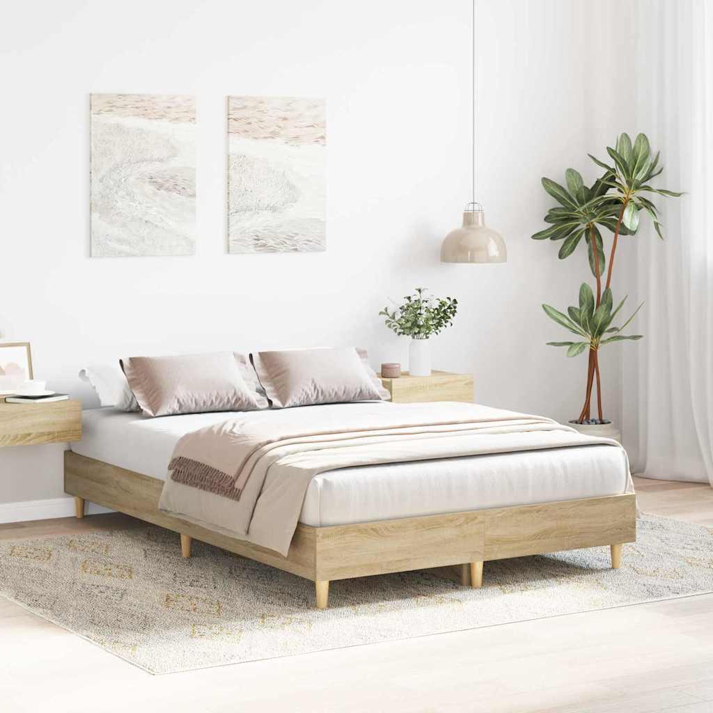 vidaXL Sengestel Sonoma 137 x 190 cm Konstrueret træ