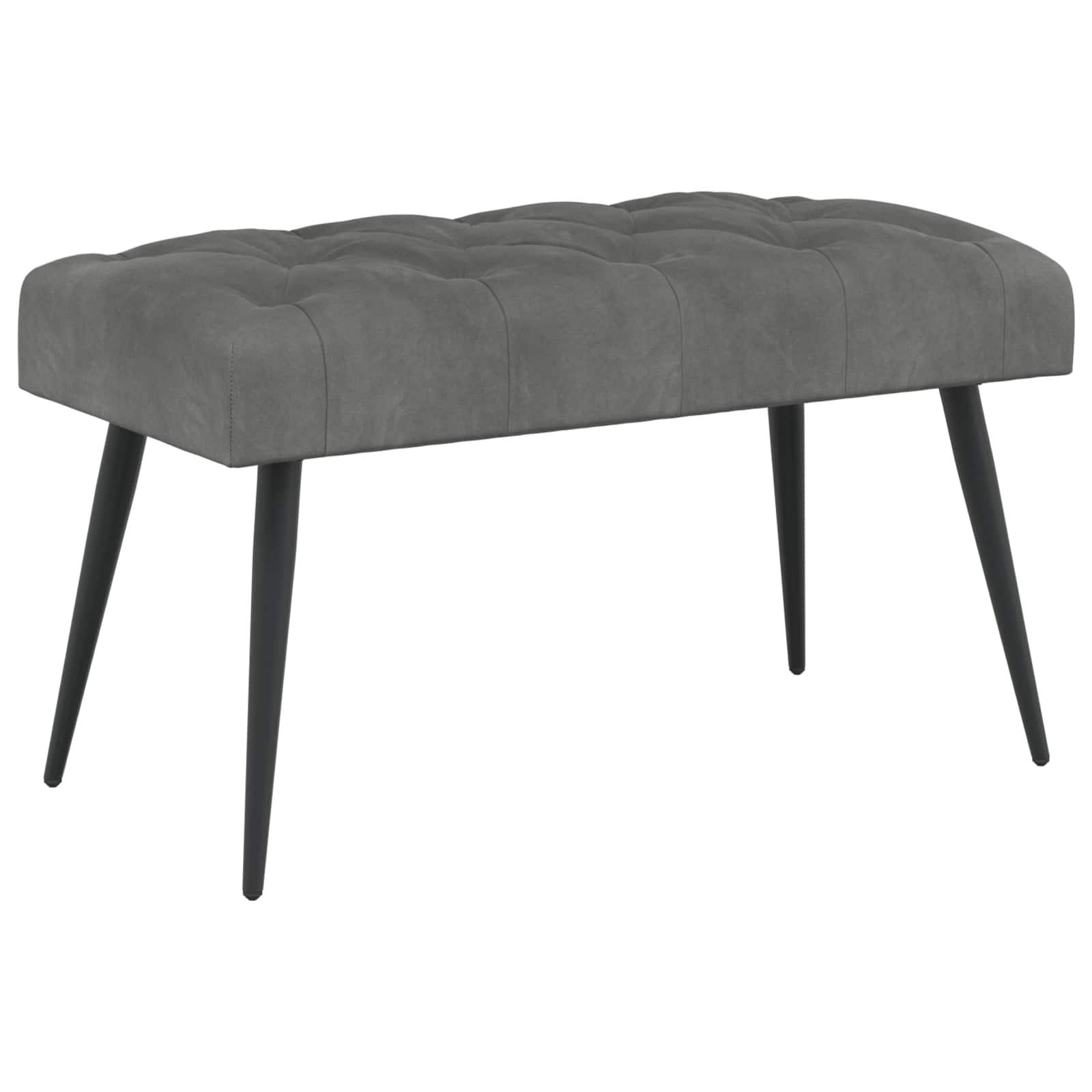 Bænk i fløjl med knap-tufting - mørkegrå, 80 × 40 × 46 cm