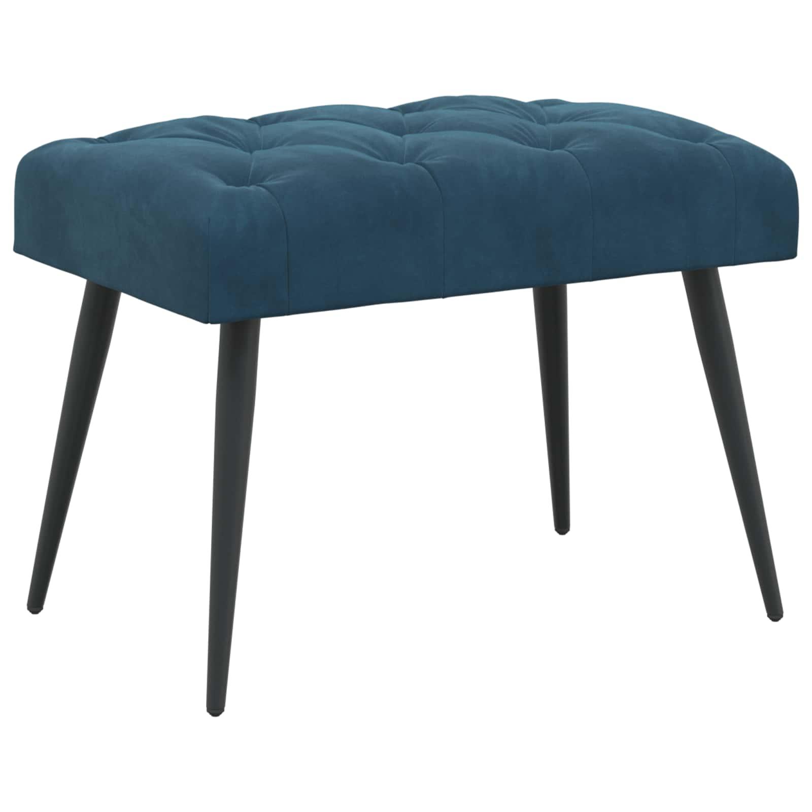 Bænk med knap-tufting i fløjl - blå, 60 × 40 × 45 cm
