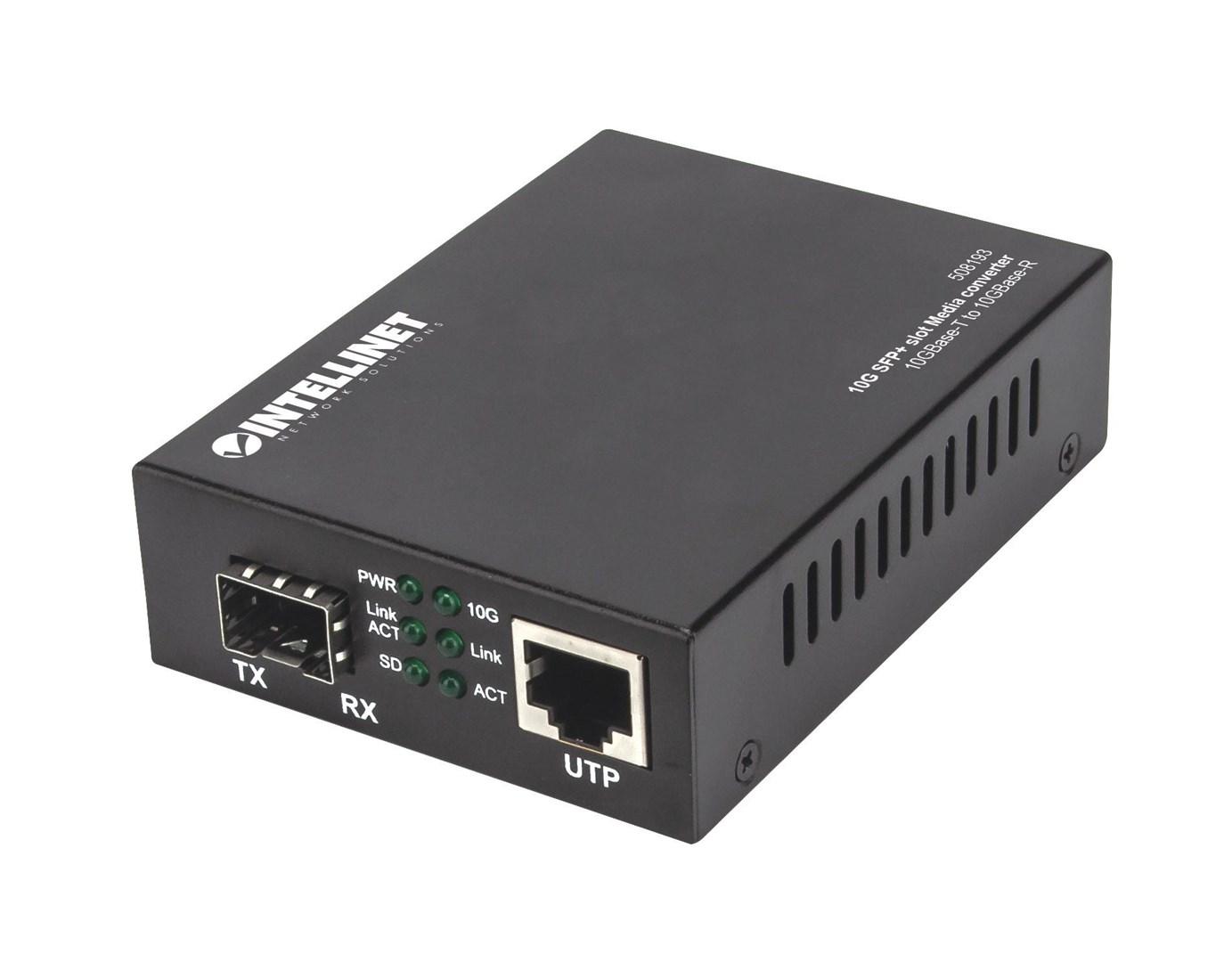 Intellinet mediekonverter - 10GBase‑T til 10GBase‑R, 1 x SFP+ og 1 x 10G RJ45 billede