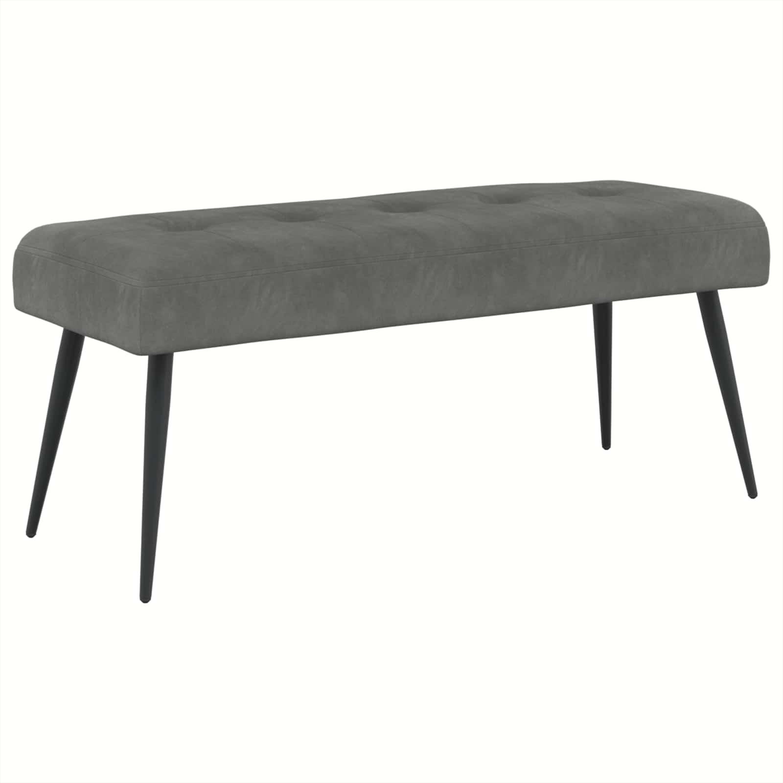 Bænk i velour med knap-tufting - mørkegrå, 110 × 40 × 46 cm
