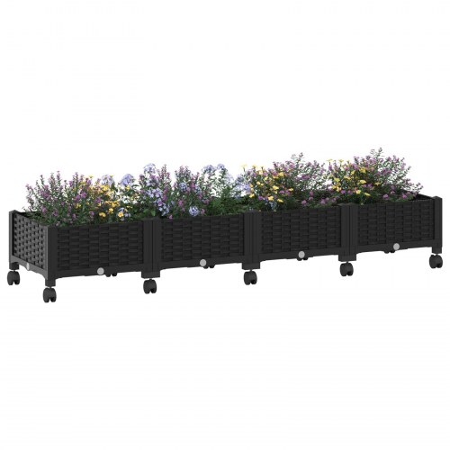 Havekrukke med hjul - sort PP 160 × 40 × 29 cm