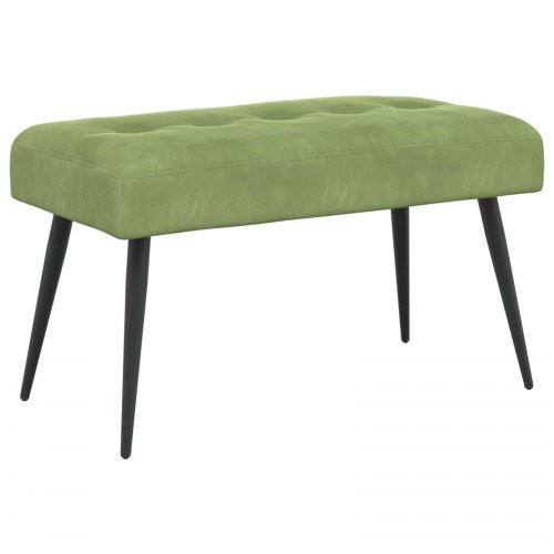 Polstret bænk i velour med knaptuftering - lys grøn 80 × 40 × 46 cm