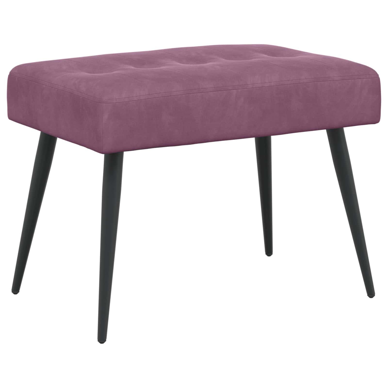 Bænk i velour med knap-tufting - lilla, 60 × 40 × 45 cm