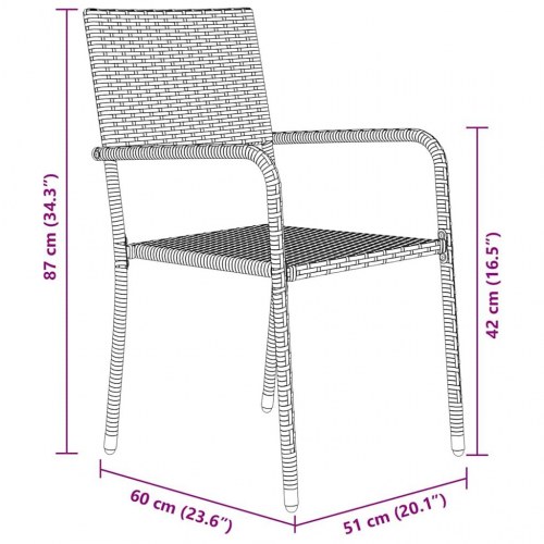 Have spisebordssæt med puder - 5 dele, sort polyrattan