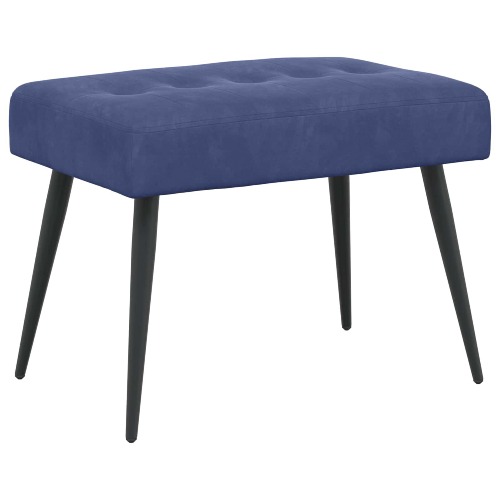 Polstret bænk i velour med knap-tufting - politi blå 60 × 40 × 45 cm