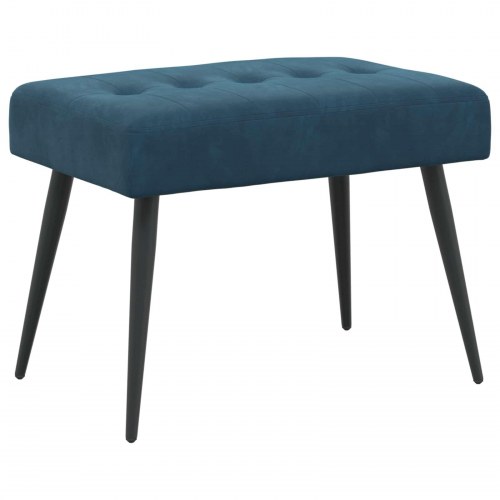 Bænk med knap-tufting i velour - blå, 60 × 40 × 45 cm