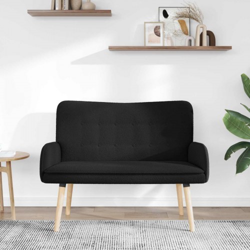 2-personers sofa i bouclé - sort, 115 × 61 × 87 cm