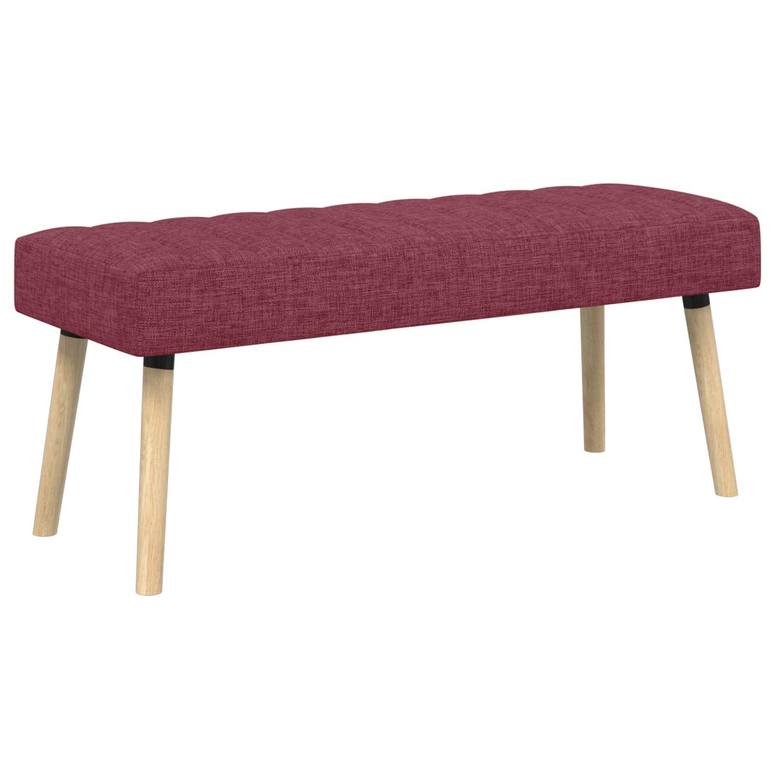 Kanalquiltet bænk - vinrød stof, 110 × 40 × 46 cm
