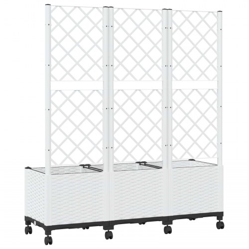 Haveplantekasse med espalier og hjul - hvid PP 120 × 40 × 146 cm