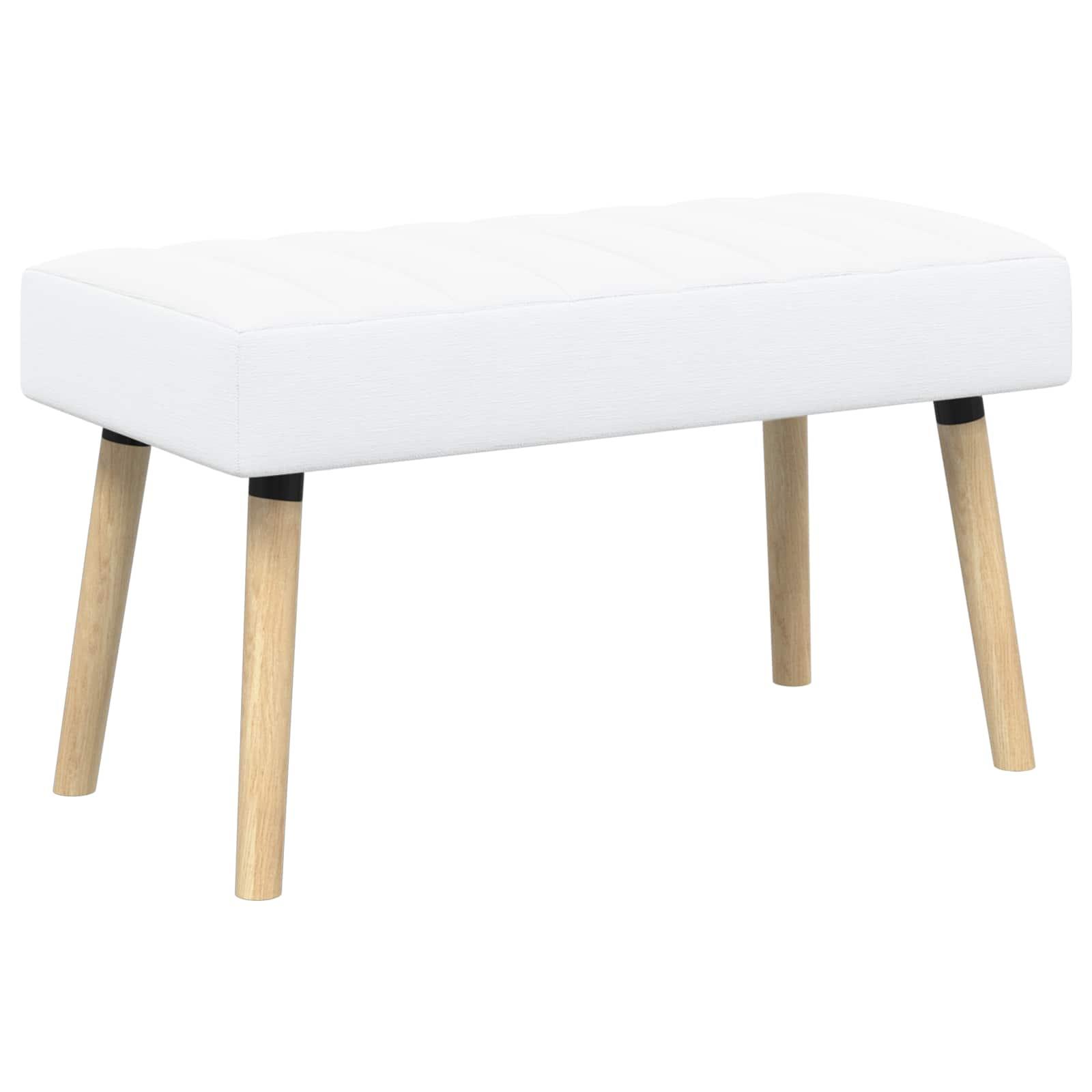 vidaXL Kanalpuddet Bænk Hvid 80 x 40 x 46 cm Stof