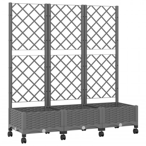 Haveplantekasse med espalier og hjul - lysegrå PP, 120×40×131,5 cm
