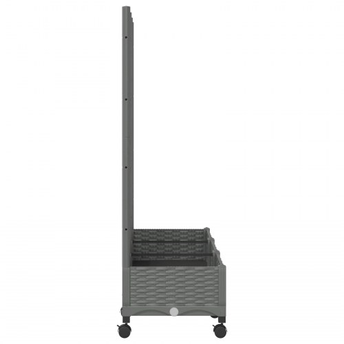Haveplantekasse med espalier og hjul - lysegrå PP, 120×40×131,5 cm