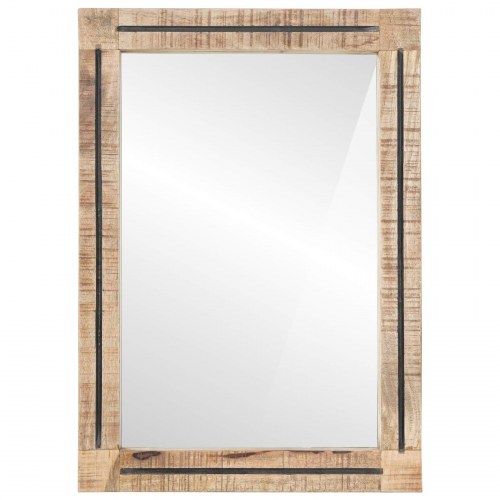 Vægmonteret badeværelsesspejl - brun/sort ramme, 70 × 50 cm, glas