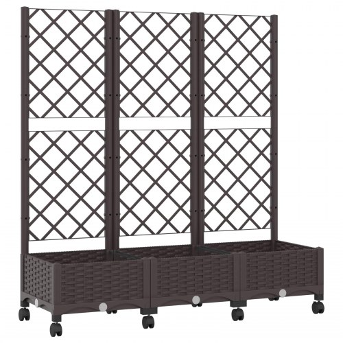Haveplantekasse med espalier og hjul - brun 120 × 40 × 131,5 cm