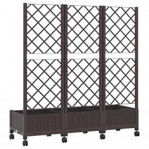 Haveplantekasse med espalier og hjul - brun 120 × 40 × 131,5 cm