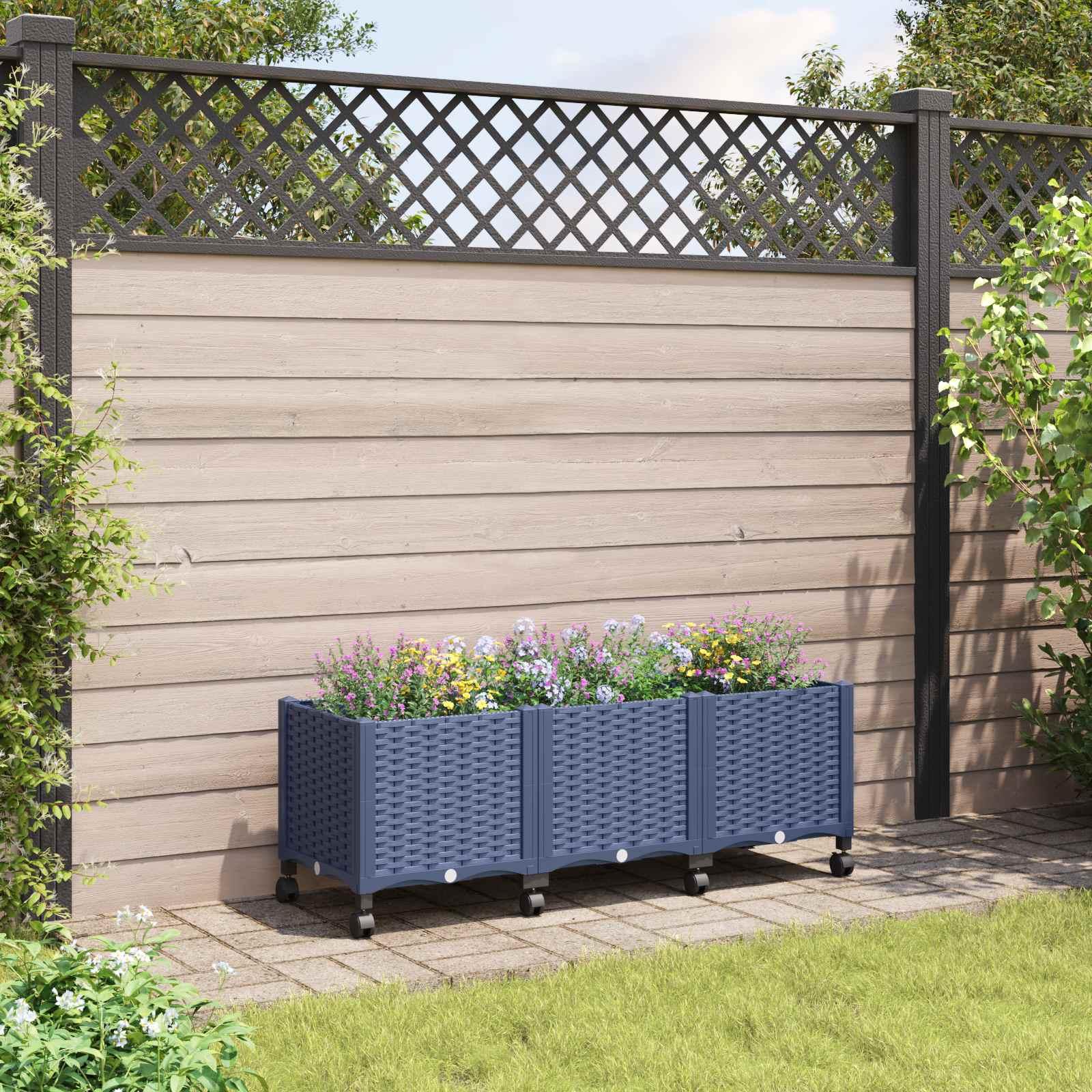 Havekrukke med hjul - blågrå 120 × 40 × 48 cm i PP