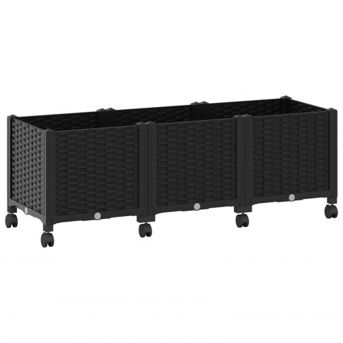 Havekrukke på hjul - sort plantekasse i PP 120 × 40 × 44 cm