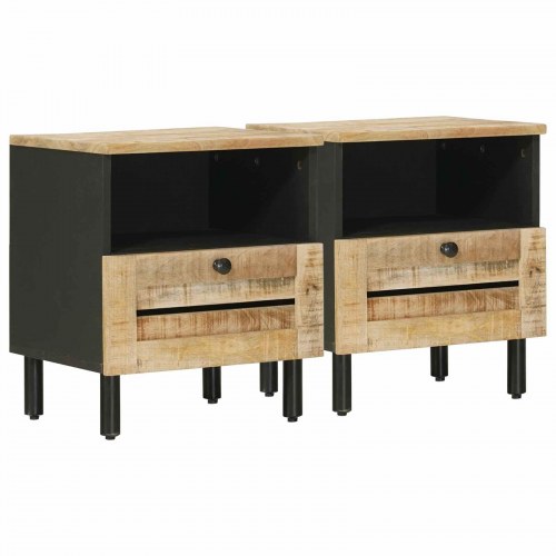 Sengebord sæt af 2 - brun 40 × 33 × 46 cm i massivt mangotræ