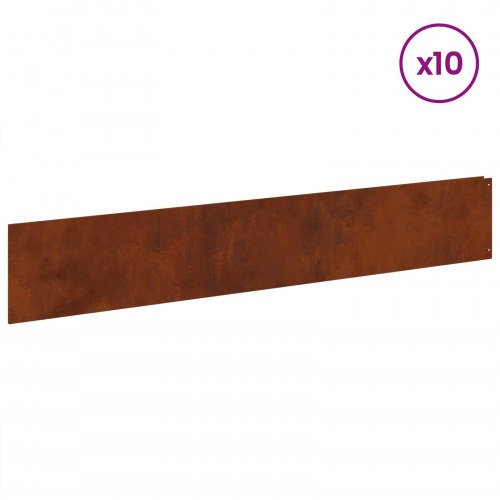 Plænekant 10 stk - 100 × 18 cm stål i rustfarve