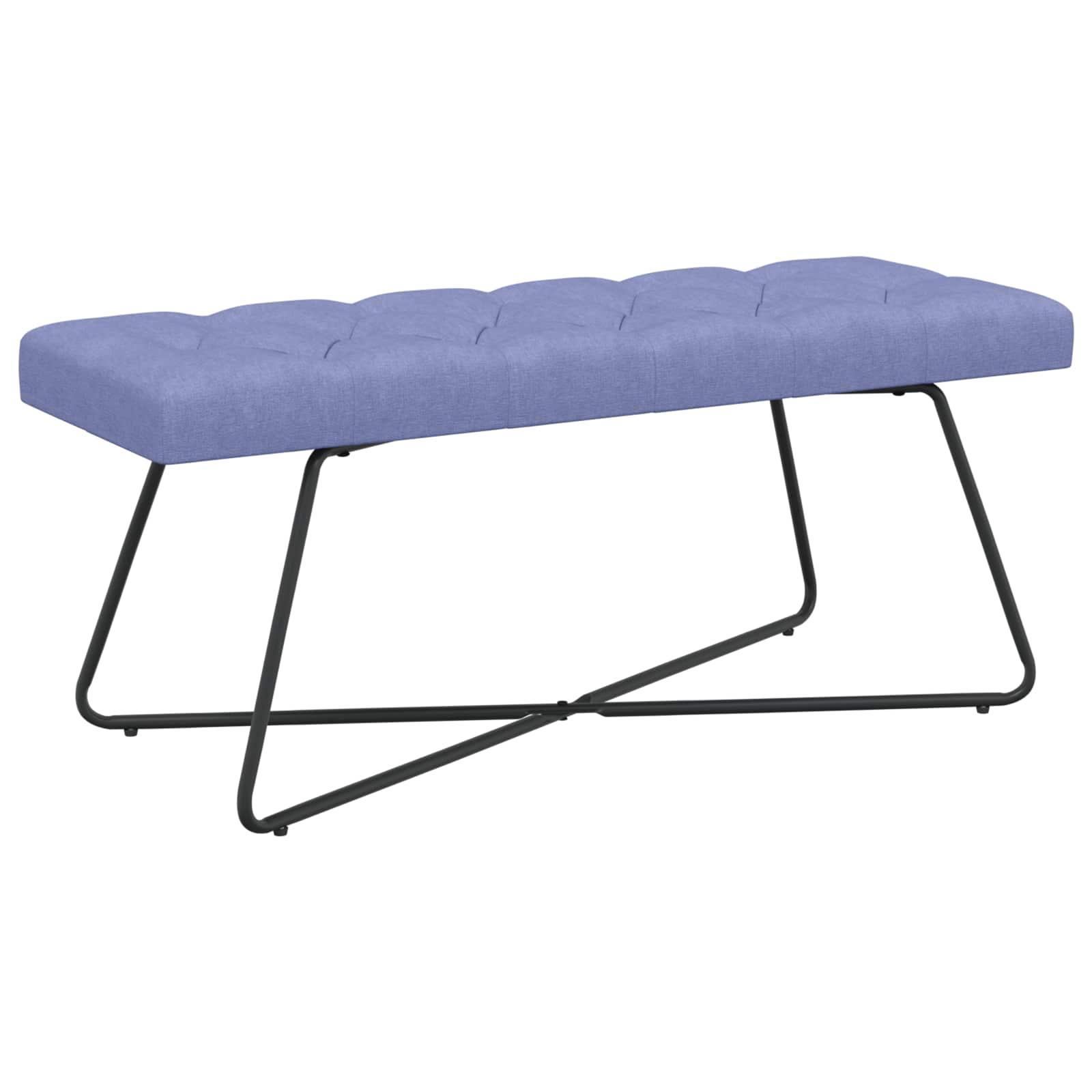 Polstret bænk med knaptuftning - jeansblå stof, 110 × 40 × 46 cm