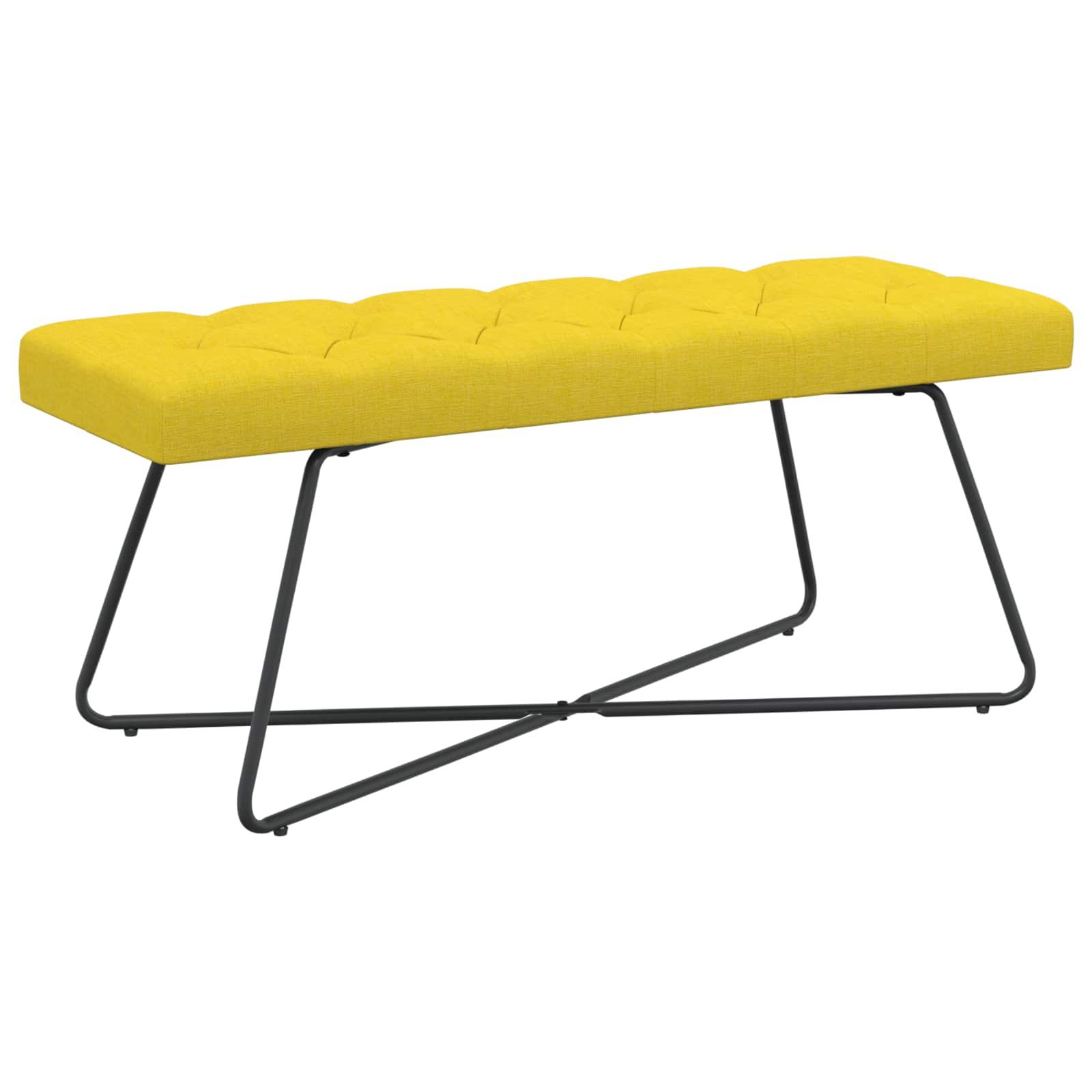 Bænk med knap-tufting i stof - lys gul, 110 × 40 × 46 cm