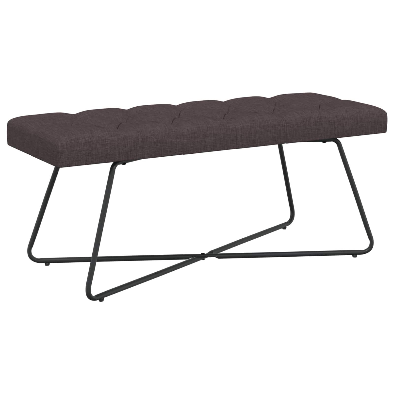 Bænk med knap-tufting i stof - mørk brun, 110 × 40 × 46 cm