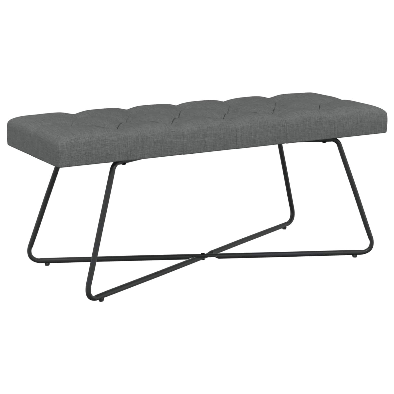 Bænk med knap-tufting i stof - mørkegrå, 110 × 40 × 46 cm