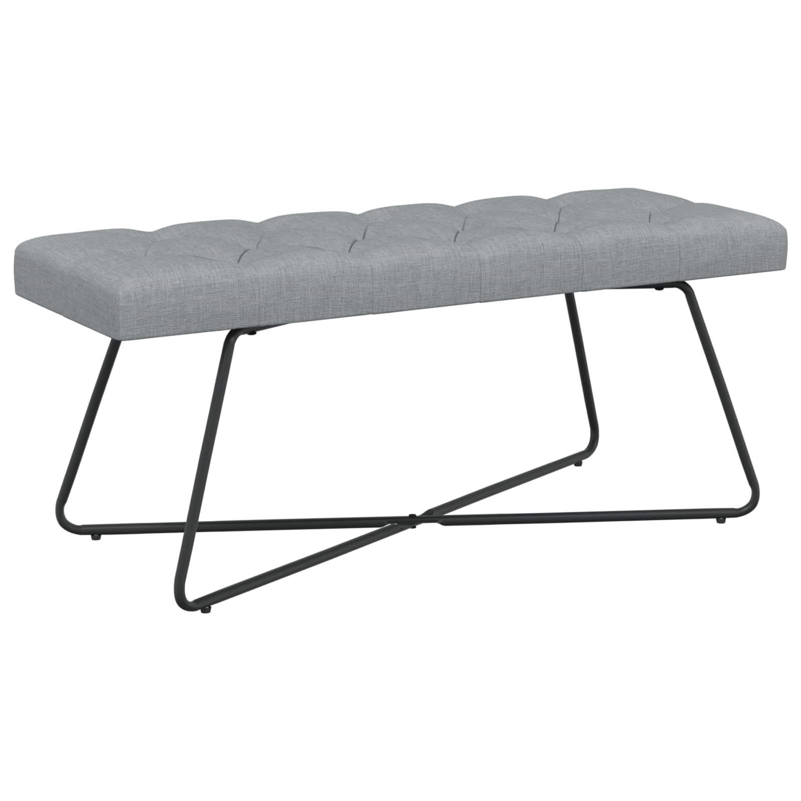 Bænk med knap-tufting i stof - lysegrå, 110 × 40 × 46 cm
