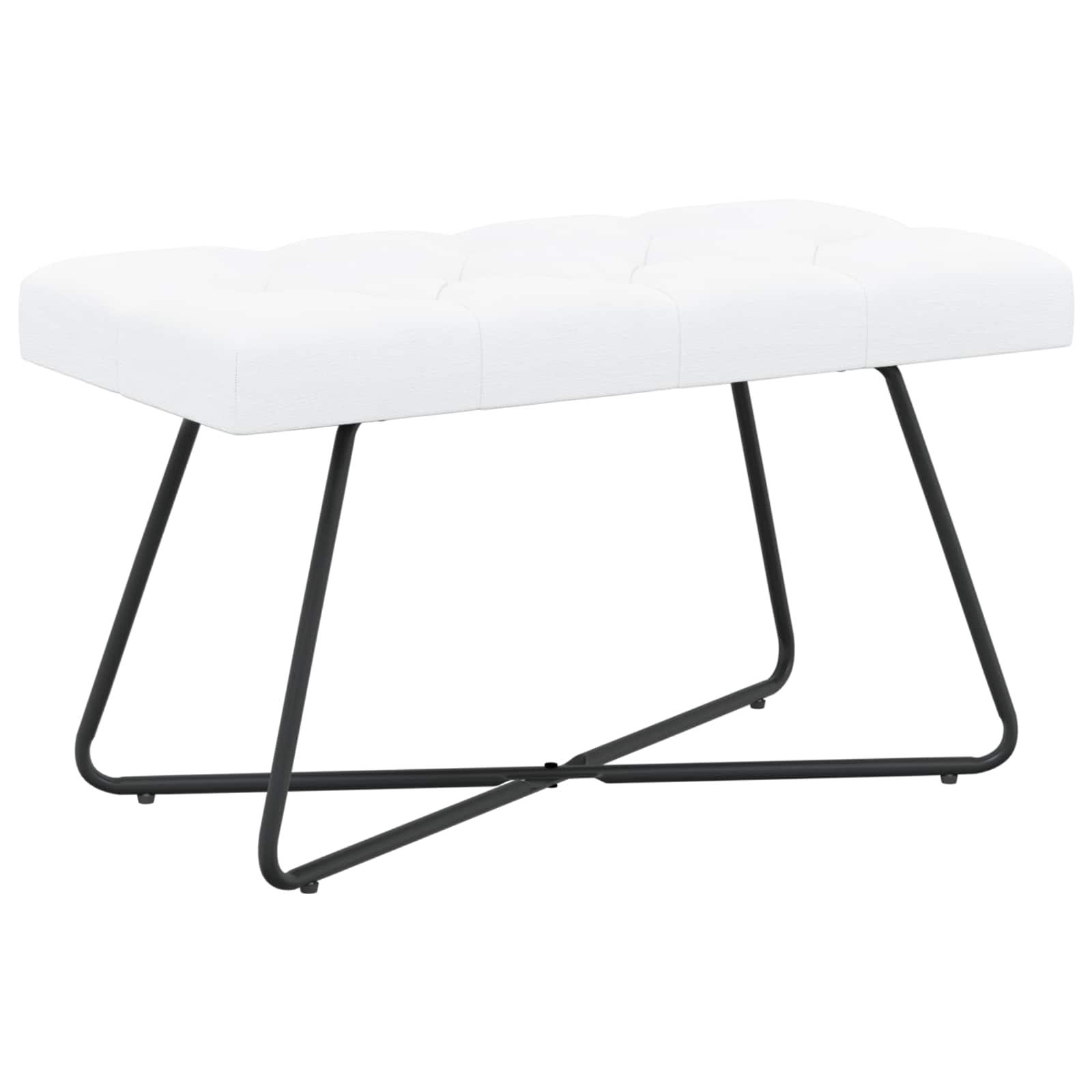 Polstret bænk med knap-tufting - hvid stof, 80 × 40 × 46 cm