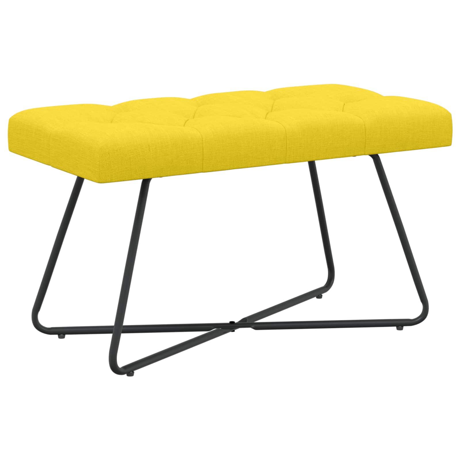 Bænk med knap-tufting i stof - lys gul, 80 × 40 × 46 cm