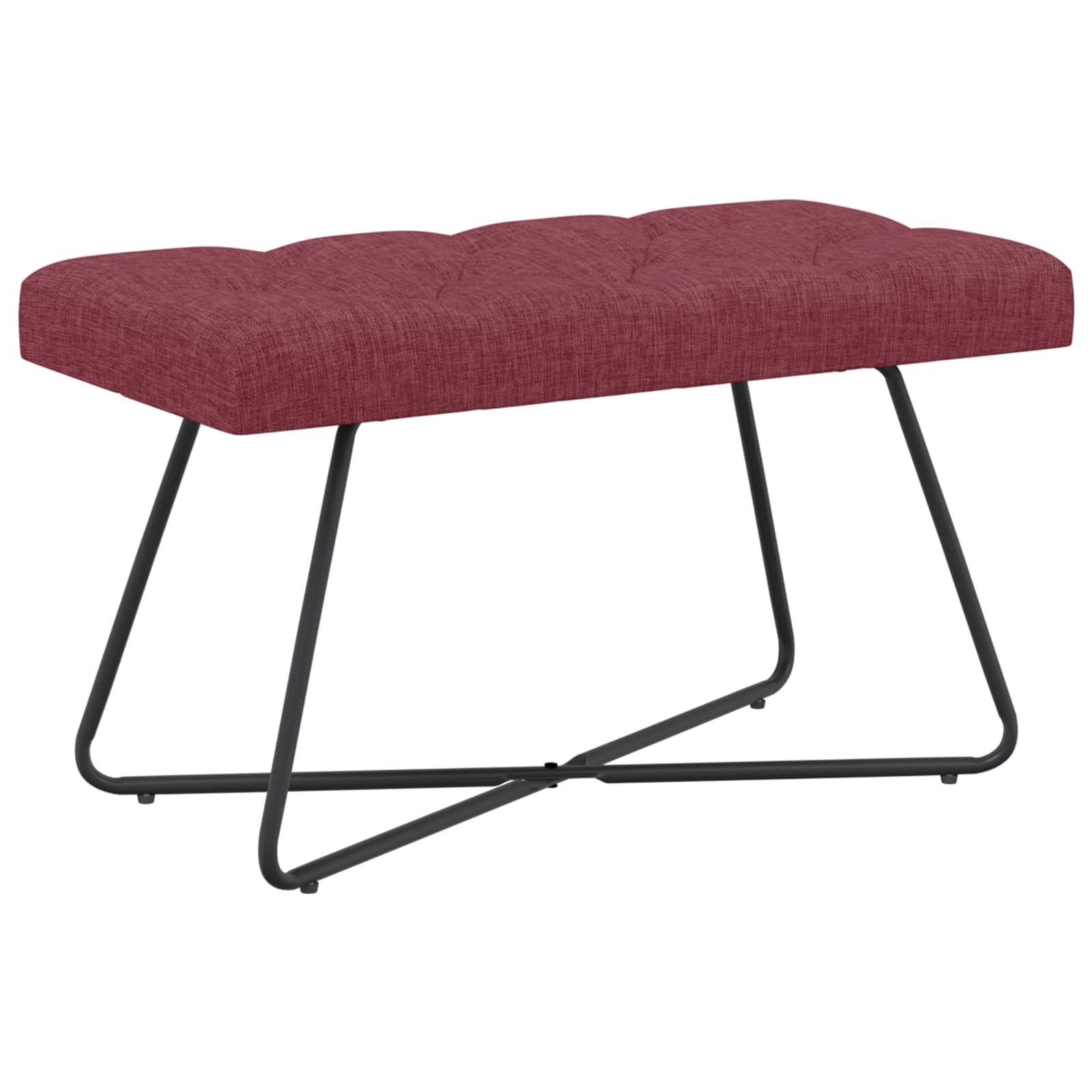 Bænk med knap-tufting i stof - vinrød, 80 × 40 × 46 cm