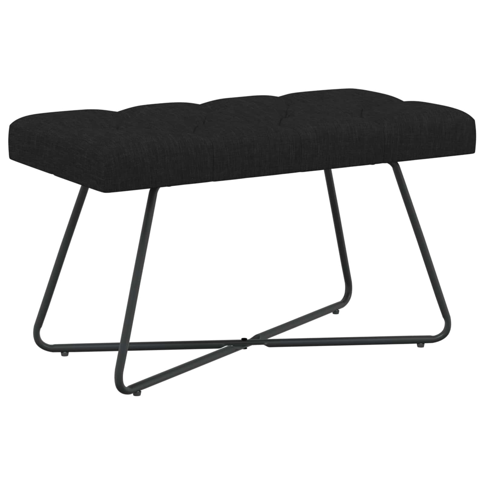 Bænk i stof med knap-tufting - sort, 80 × 40 × 46 cm