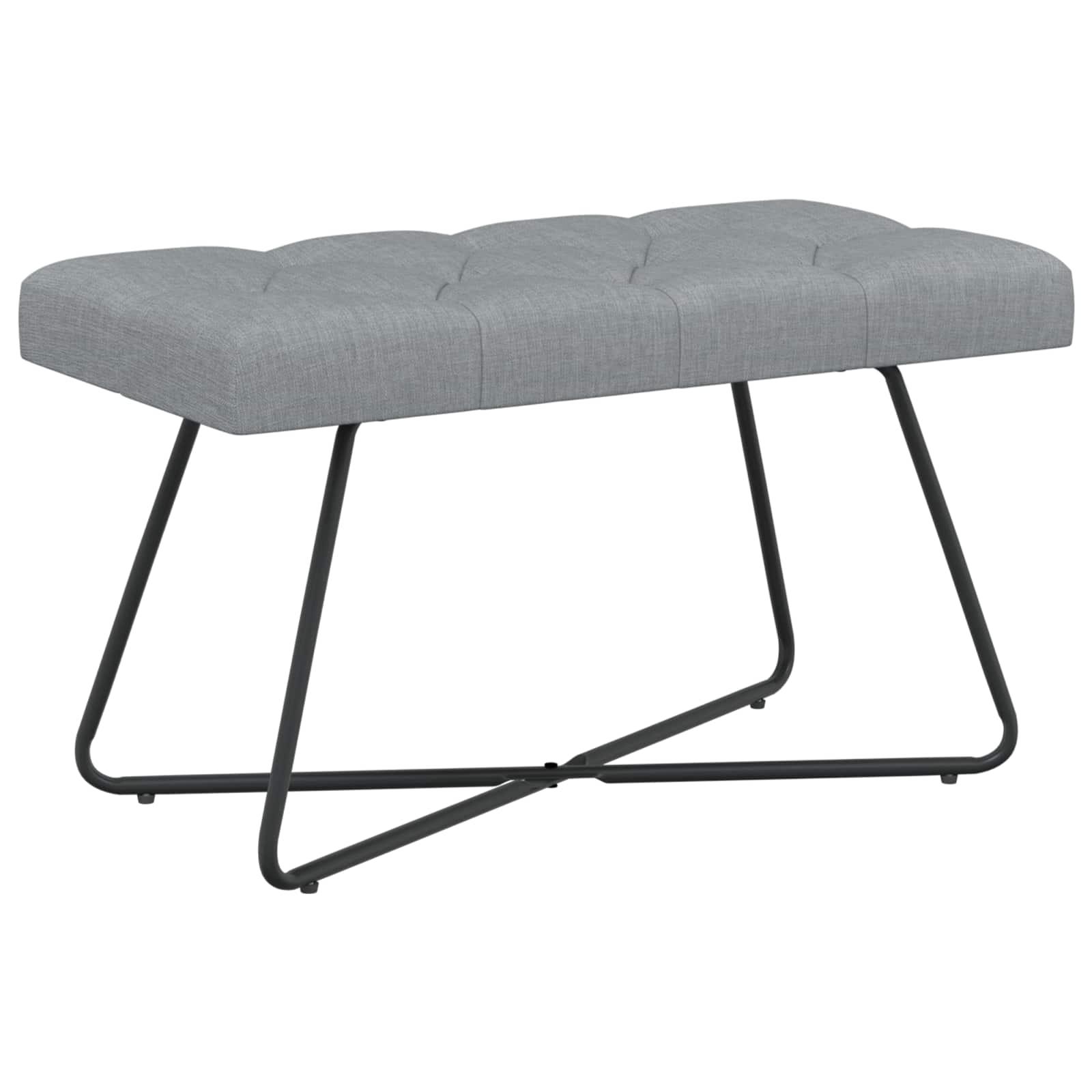 Bænk med knap-tufting - lysegrå stof, 80 × 40 × 46 cm