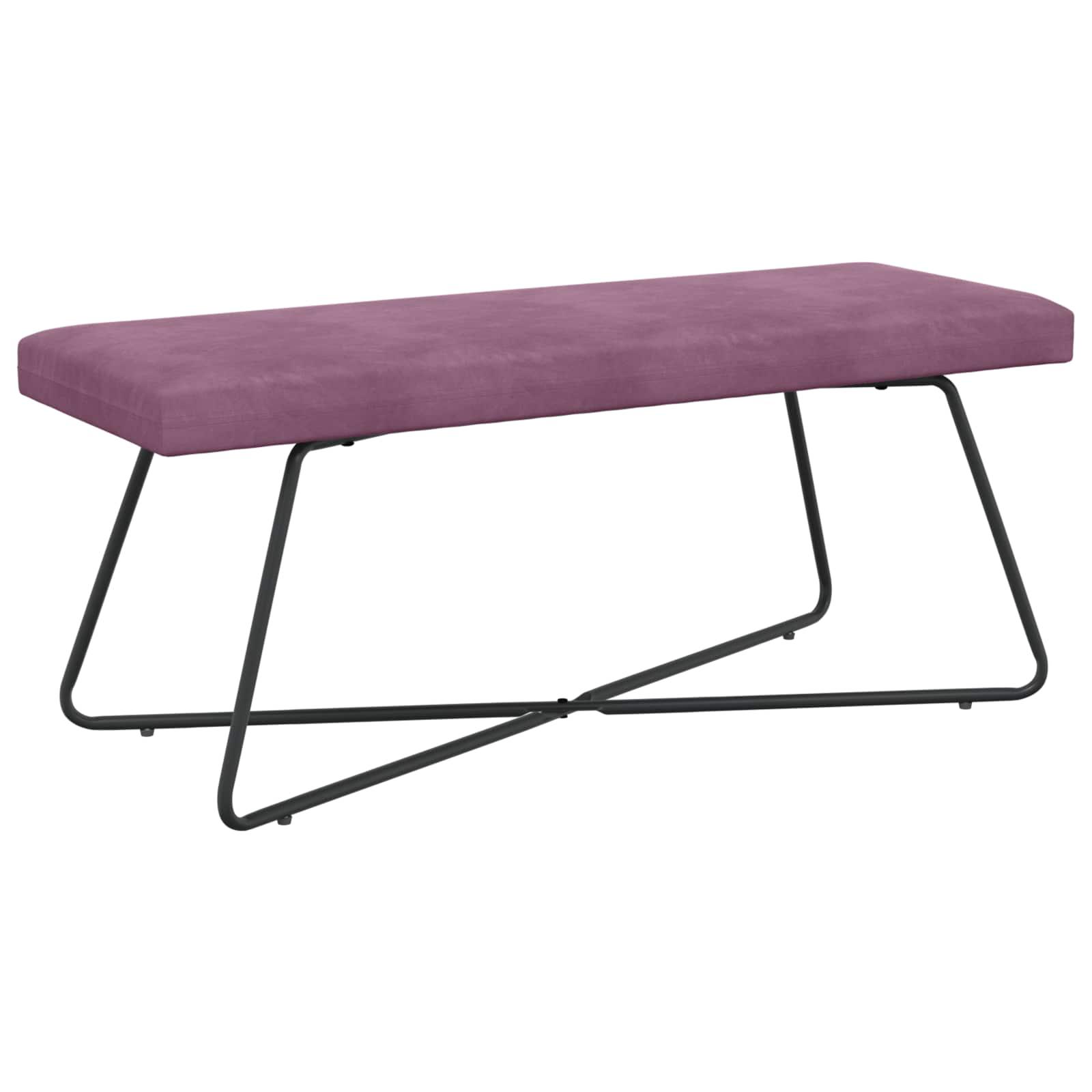 Bænk i velour - ensfarvet lilla, 110 × 40 × 45 cm