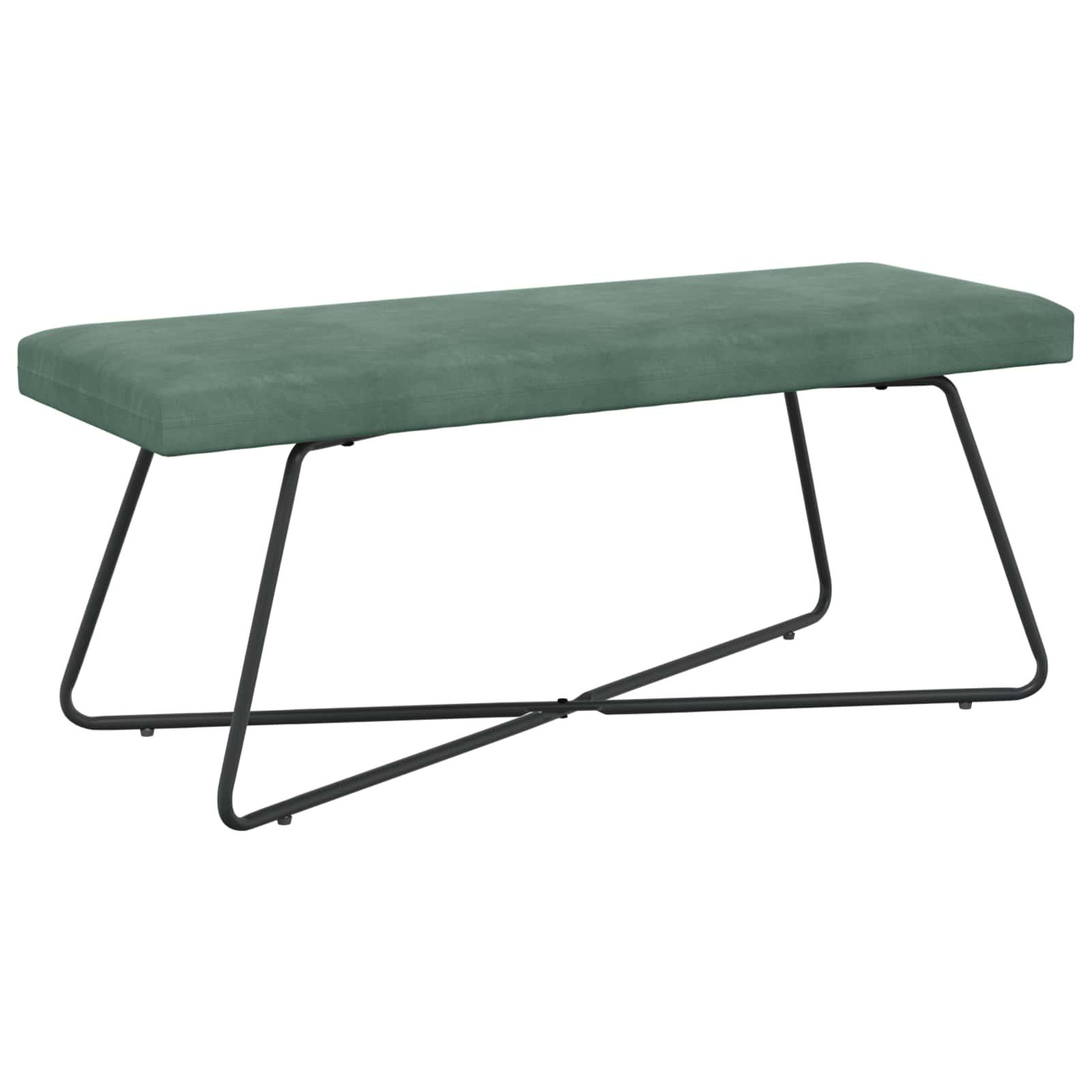 Bænk i velour - havgrøn, 110 × 40 × 45 cm med krydsben