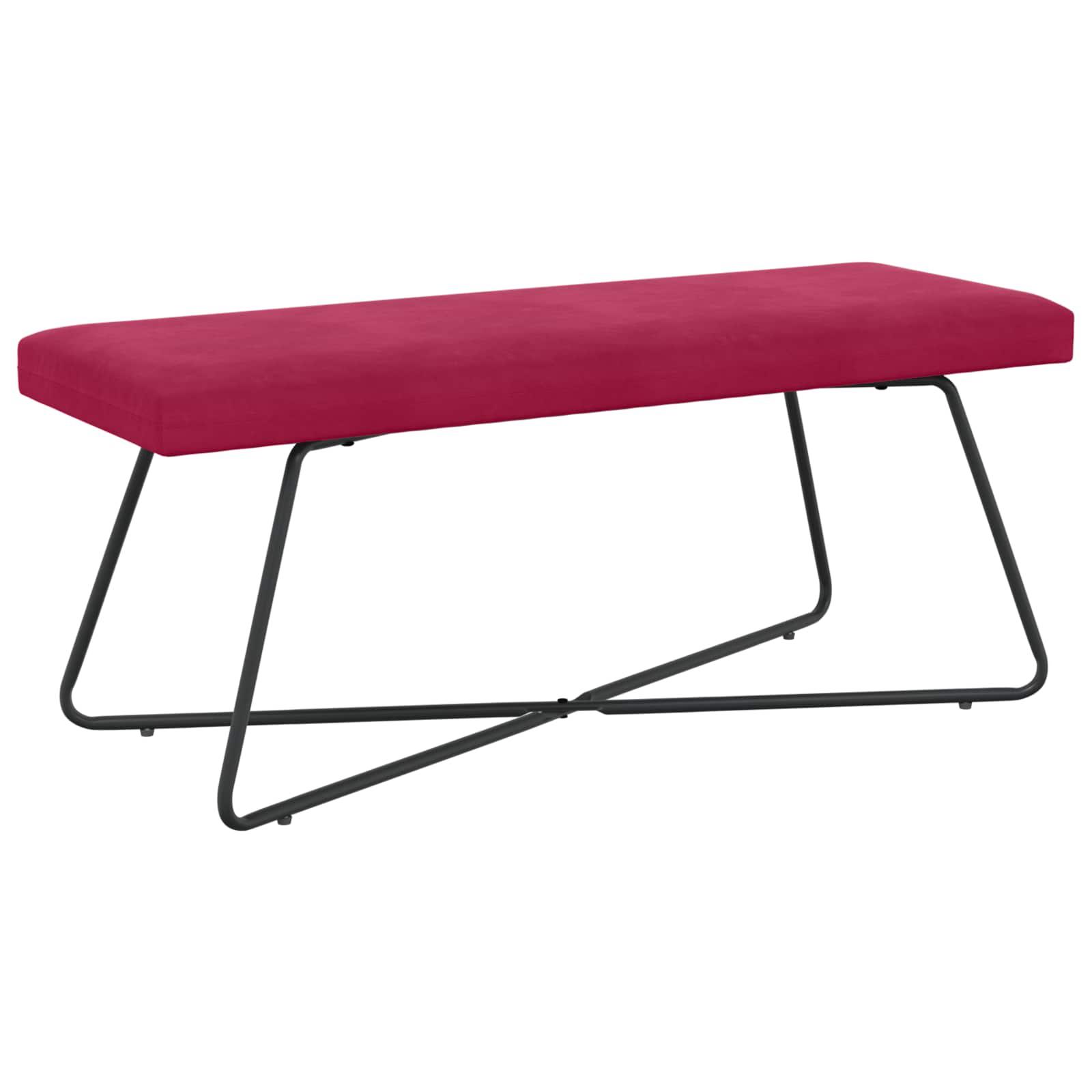 Bænk i velour - vinrød 110 × 40 × 45 cm med krydsben